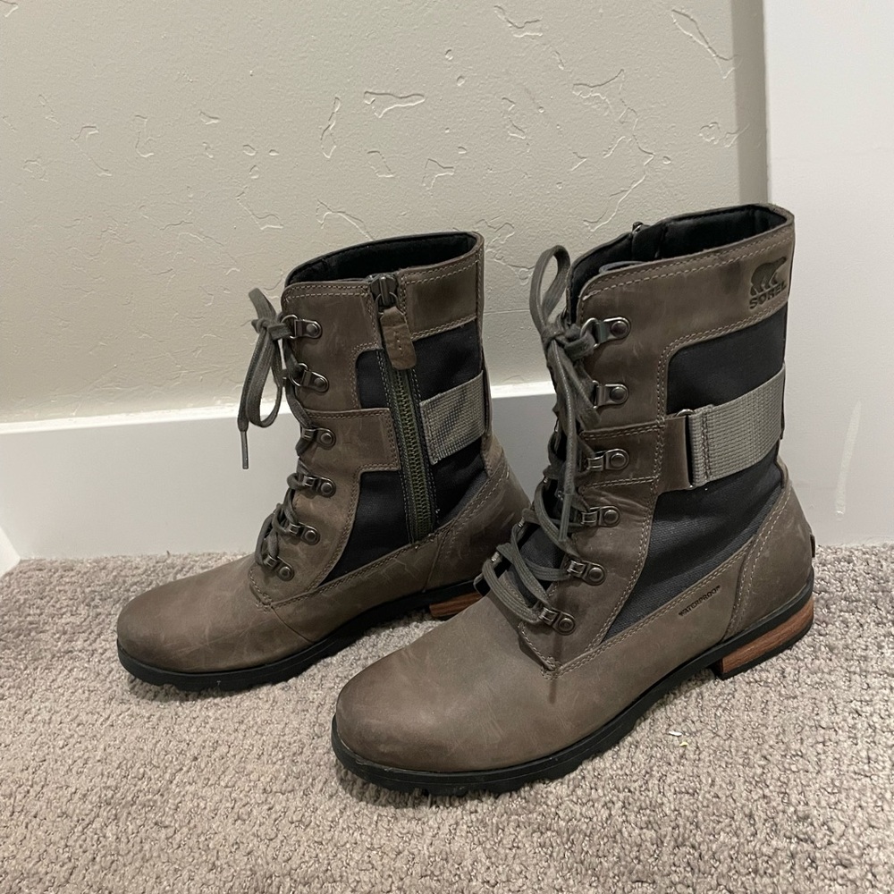 SOREL, Emelie Conquest Waterproof Boot,size 10 Quarry
